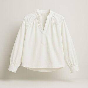 Madewell Shirred Long-Sleeve Top Women's XS Eyelet White Boho Lightweight Blouse